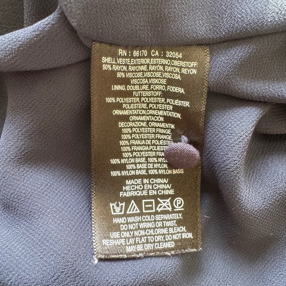 Maeve Navy Sleeveless Dress Size 14 Boho Fringe Hem Keyhole Neck - Picture 7 of 10